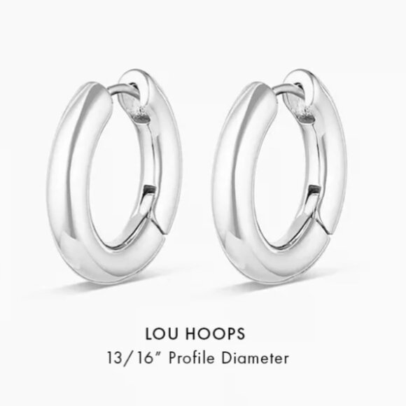 Gorjana Silver Plated Lou Hoop Earrings Bold Thick Hoop Earrings - Picture 4 of 5